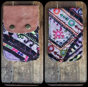 👽🌋 Free People Boho Embroidered Repurposed vtg banjara hippie Wallet card case